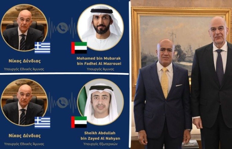 Επαφές Δένδια με τους υπουργούς Άμυνας και Εξωτερικών των Ηνωμένων Αραβικών Εμιράτων